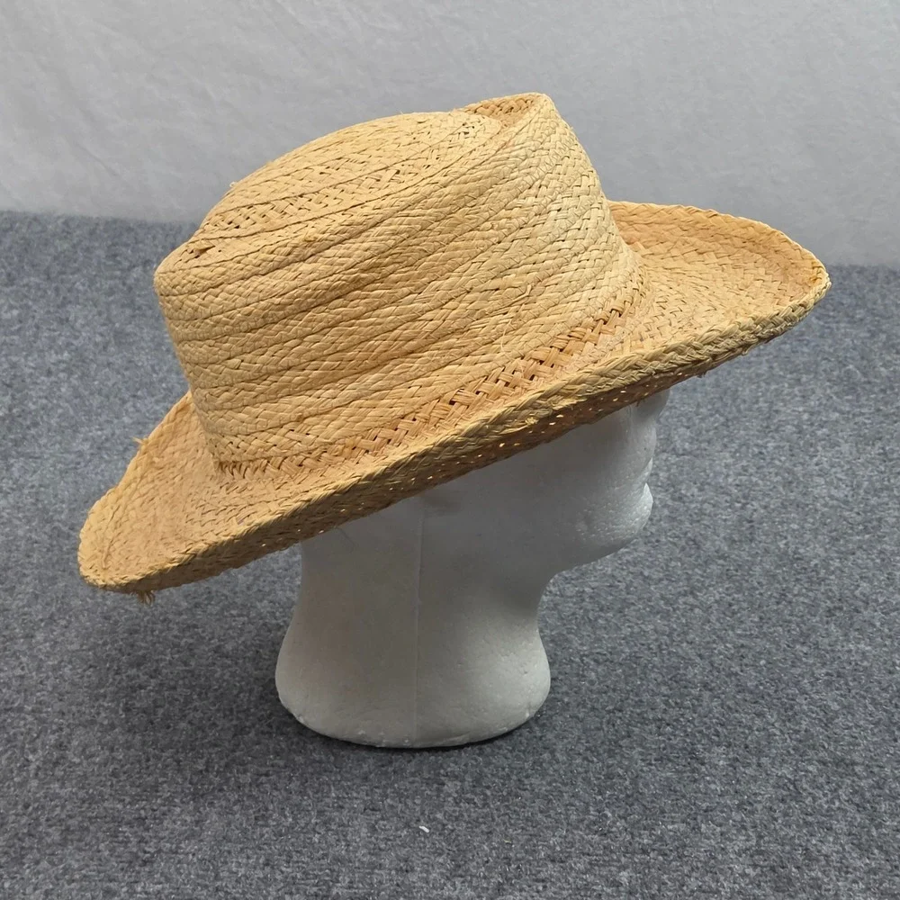 Vintage Cowboy Hat Straw Mens 7 1/4 Tan Stevens Raffia Western Rancher USA Made